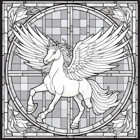 Stained Glass Pegasus Coloring Pagesの素材