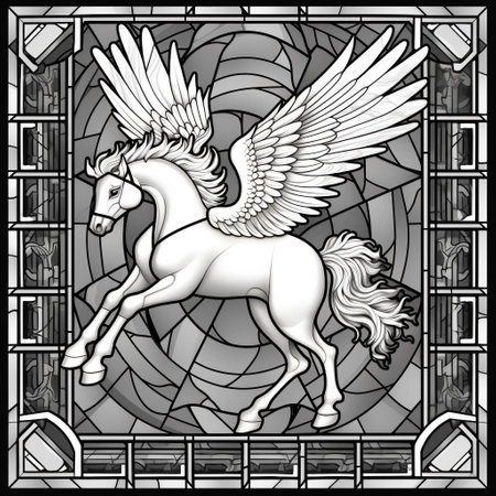 Stained Glass Pegasus Coloring Pagesの素材