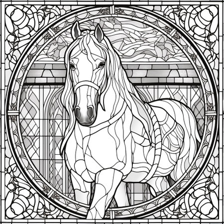 Stained Glass Horse Coloring Pagesの素材