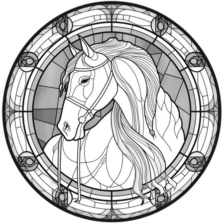 Stained Glass Horse Coloring Pagesの素材