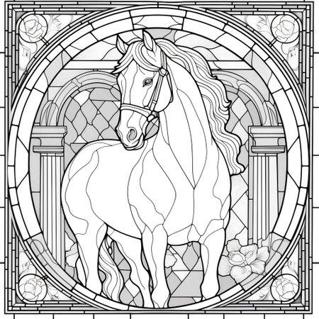 Stained Glass Horse Coloring Pagesの素材