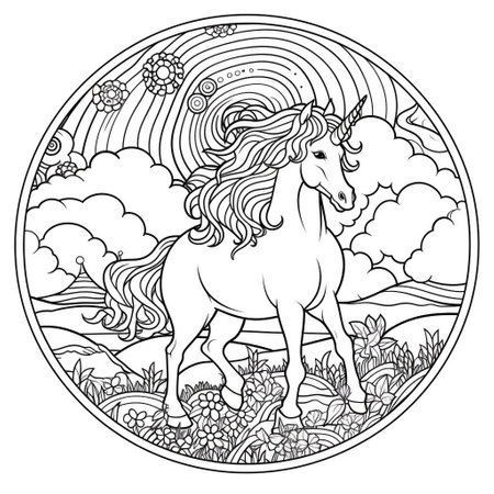 Unicorn Coloring Page For Kidsの素材