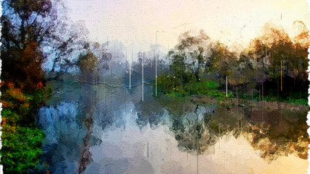 Abstract Impressionism Nature Landscape Digital Paintingの写真素材