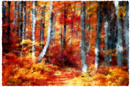 Abstract Impressionism Nature Landscape Digital Paintingの写真素材