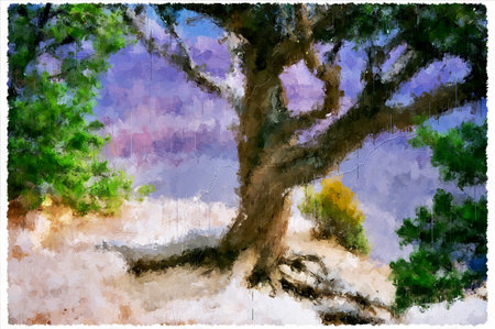 Abstract Impressionism Nature Landscape Digital Paintingの写真素材