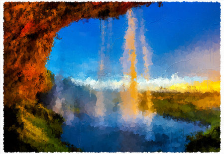 Abstract Impressionism Nature Landscape Digital Paintingの写真素材