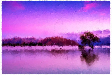 Abstract Impressionism Nature Landscape Digital Paintingの写真素材