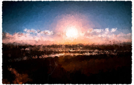 Abstract Impressionism Nature Landscape Digital Paintingの写真素材