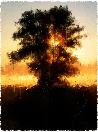 Abstract Impressionism Nature Landscape Digital Paintingの写真素材