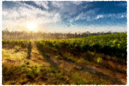 Abstract Impressionism Nature Landscape Digital Paintingの写真素材