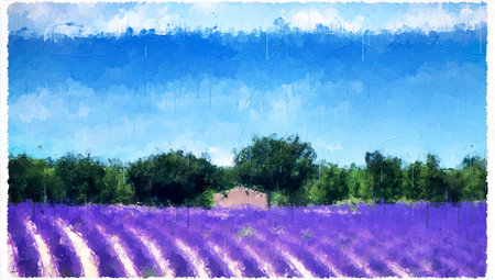 Abstract Impressionism Nature Landscape Digital Paintingの写真素材