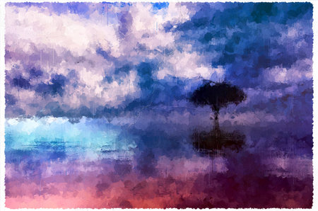 Abstract Impressionism Nature Landscape Digital Paintingの写真素材