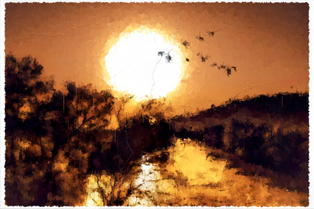 Abstract Impressionism Nature Landscape Digital Paintingの写真素材