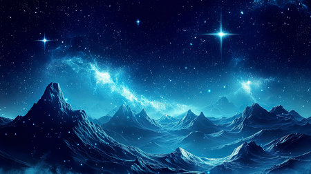 Fluid cosmic waves with starlit skies, pastel gradients, delicate curves, and a hint of fantasy atmosphereの素材