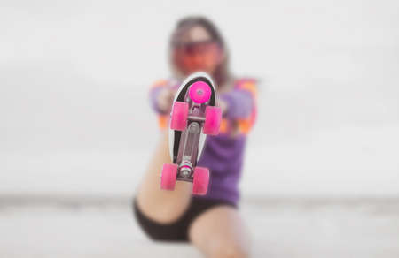 female fitness model on roller skate