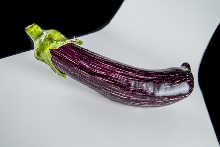 Eggplant rustic still life black whiteの写真素材