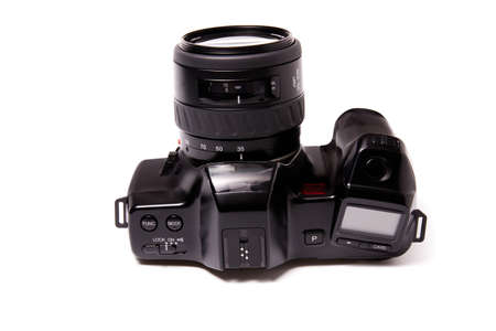 Black analog camera with digital screenの写真素材