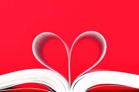 book with pages in heart shapeの写真素材