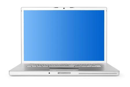laptop over white backgroundの写真素材