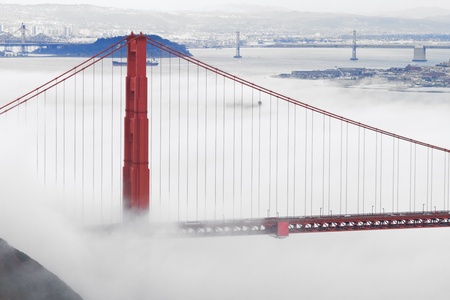 Golden Gate Bridge in fogの写真素材