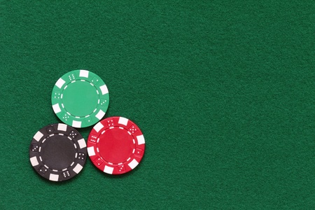 poker chips over table layoutの写真素材