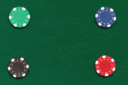 poker chips over table layoutの写真素材