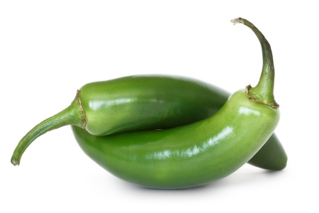 serrano peppers isolated on white の写真素材