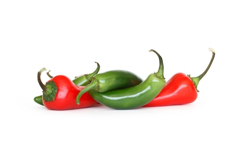 group of peppers isolated on white の写真素材
