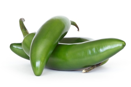 serrano peppers isolated on white の写真素材