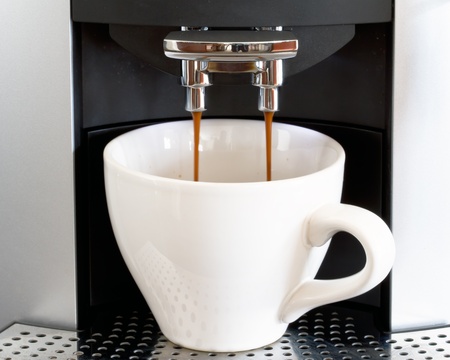 hot coffee from espresso machine の写真素材