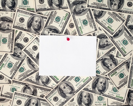 hundred dollar bills with note paperの写真素材