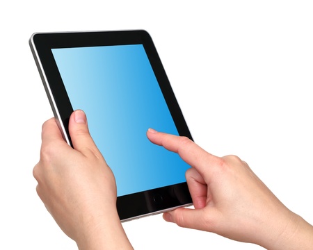 digital tablet in handsの写真素材