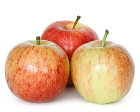 fresh gala apples over white backgroundの写真素材