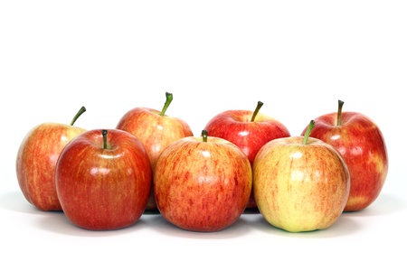 fresh gala apples over white backgroundの写真素材