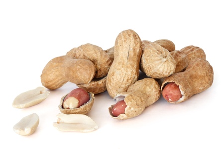 peanuts over white background