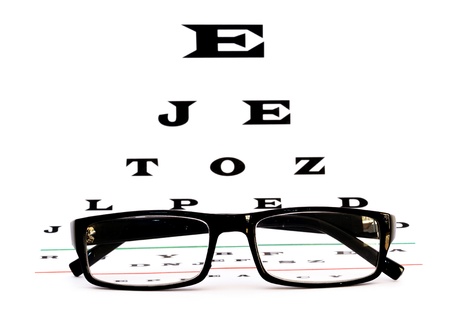eye chart with reading glassesの写真素材