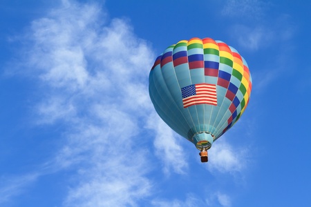 hot air balloon with us flagの写真素材