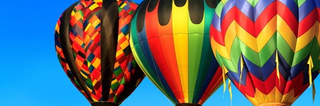 hot air balloons over blue sky の写真素材