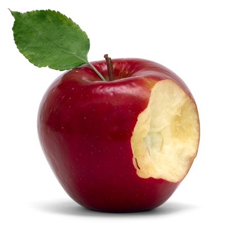 red apple with bite の写真素材