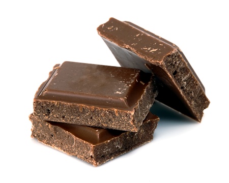 chocolate bars over white backgroundの写真素材