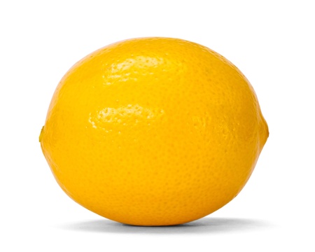 lemon over white background with drop shadowの写真素材