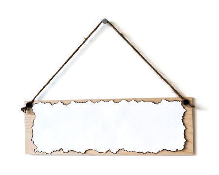 wooden board on white wallの写真素材