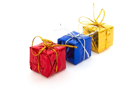 set of colorful gift boxes isolated on white