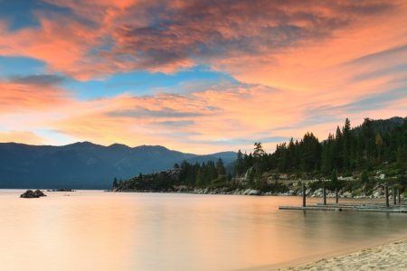 Lake Tahoe after sunsetの写真素材