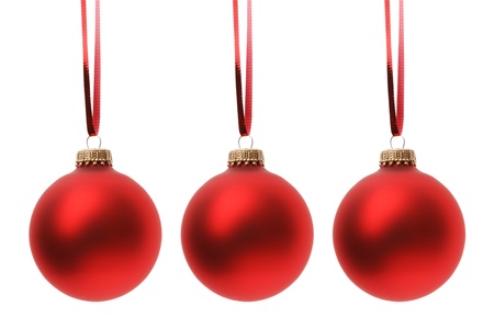 Christmas balls isolated on white backgroundの写真素材