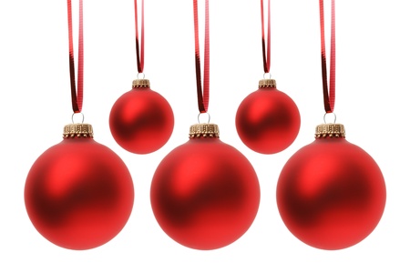 Christmas balls isolated on white backgroundの写真素材