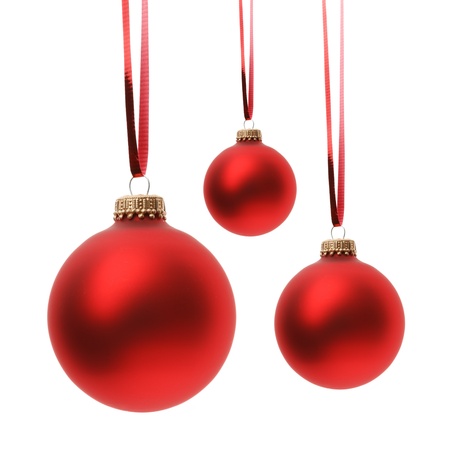 Christmas balls isolated on white backgroundの写真素材