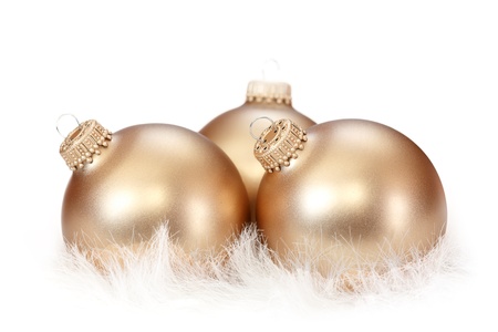gold Christmas ballsの写真素材