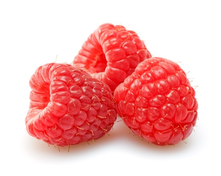 raspberries over white backgroundの写真素材