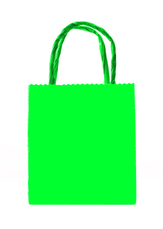 green shopping bag isolatedの写真素材